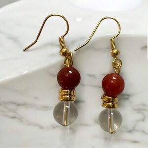 Carnelian and Rose quartz Drop Earrings